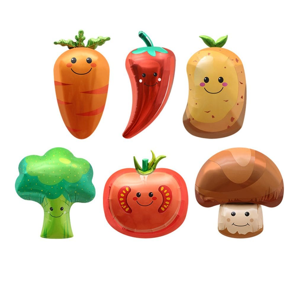Conjunto de balões metalizados de vegetais, 5 unidades de cenoura, pimentão, batata e tomate