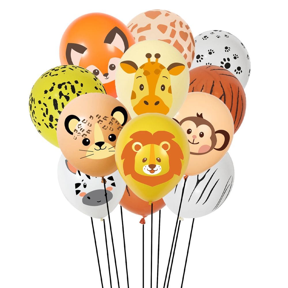 Conjunto de balões Jungle Animal de 12 polegadas, 9 peças de látex para festa