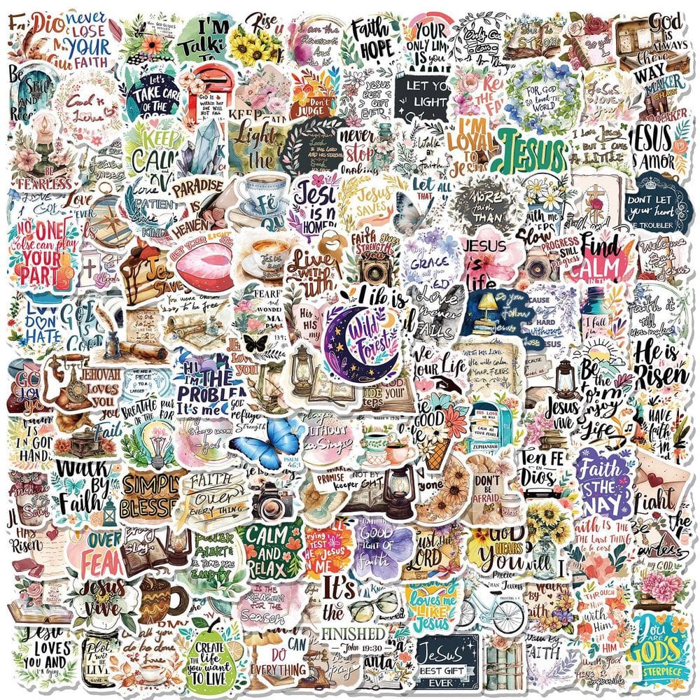 Pacote de adesivos com citações cristãs inspiradoras, versículo bíblico, 50 unidades