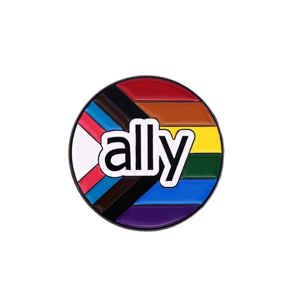 Broche Rainbow Ally, liga redonda, esmalte de 3,2 cm