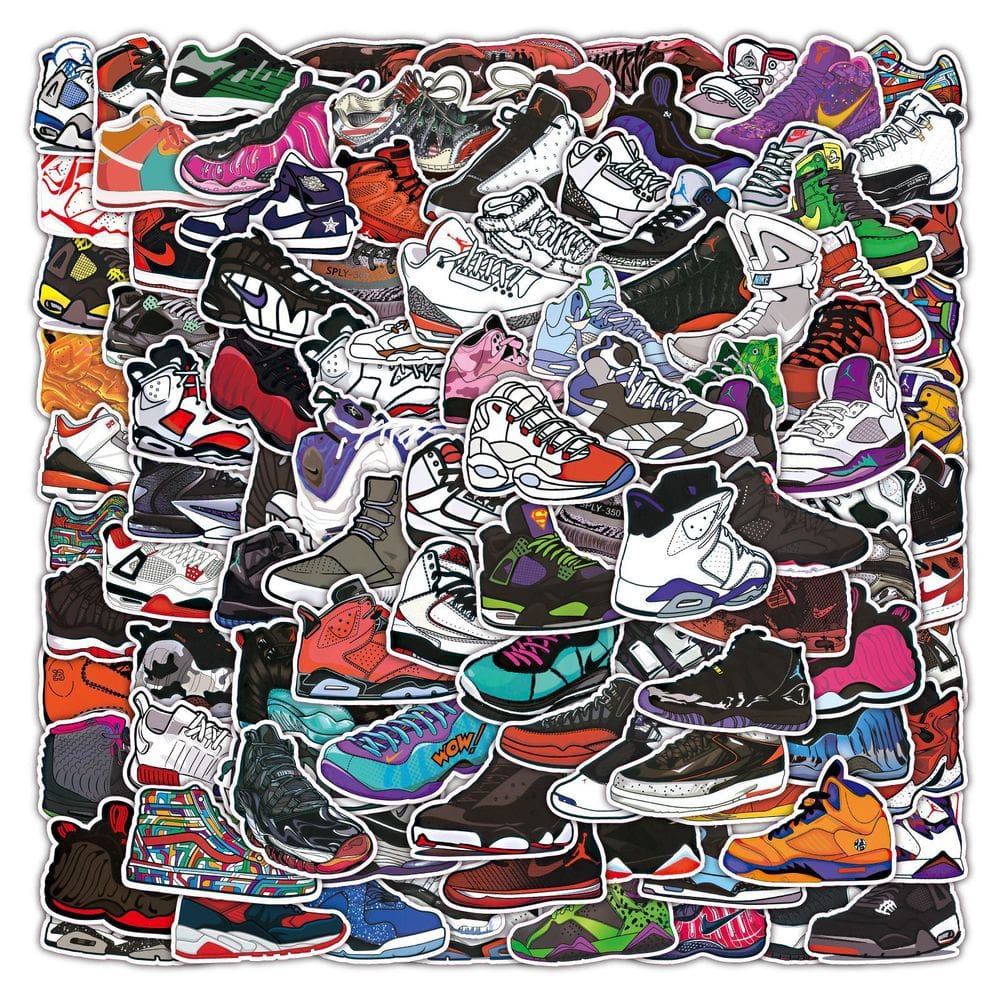 Pacote de adesivos Cool Sneakers, 50 peças de vinil para sapatos de desenho animado