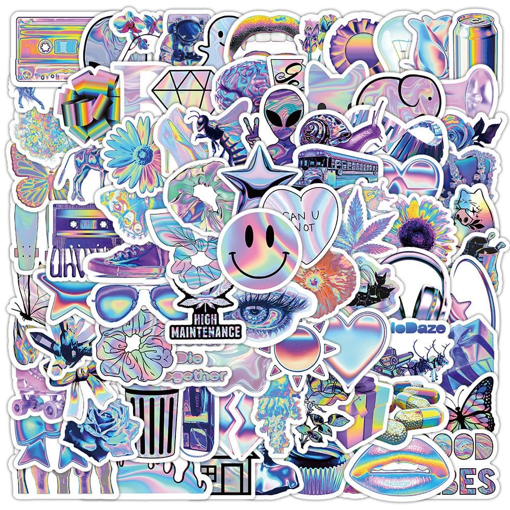 Pacote de adesivos holográficos de 100 unidades de adesivos de grafite criativo