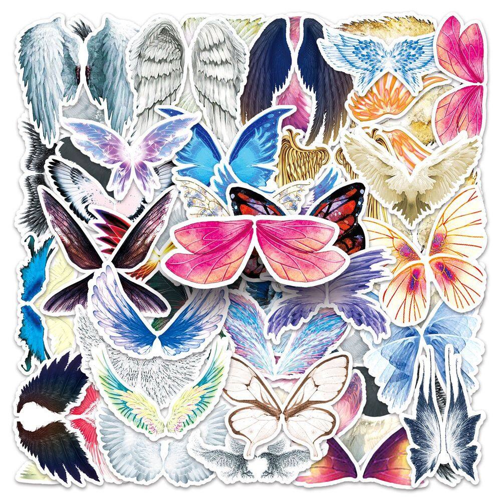 Pacote de adesivos: 50 unidades Wings Artistic Angel Fairy Butterfly W