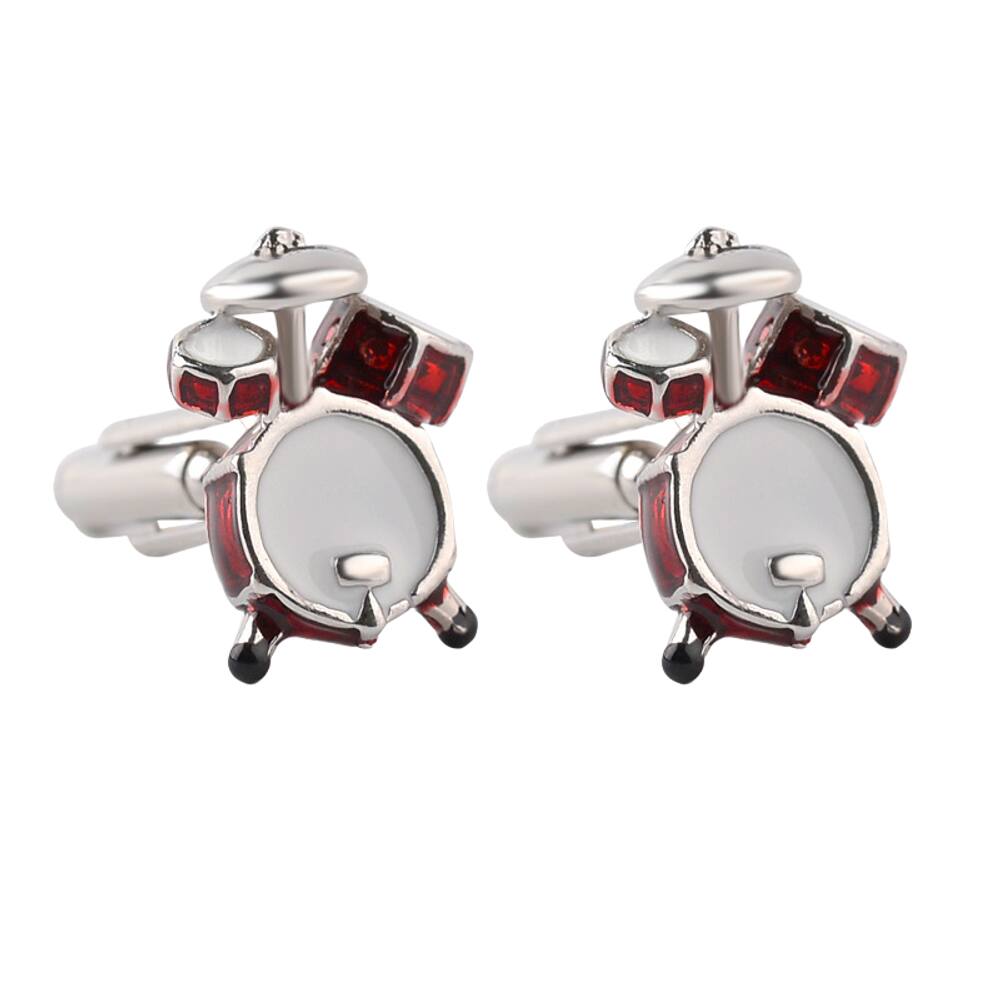 Conjunto de bateria Cufflinks Creative para homens, kit de bateria vermelho e prateado D