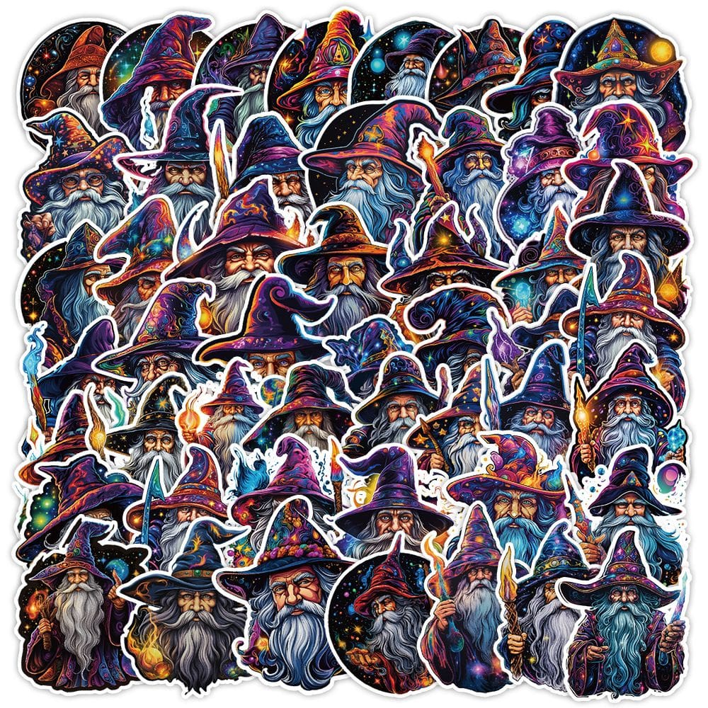 Pacote de adesivos Nordic Fantasy Wizard, 50 unidades para crianças e adultos