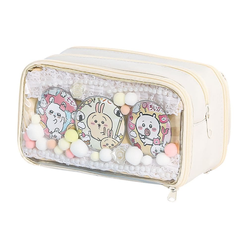 Estojo de lápis, janela transparente, tecido de alta capacidade, grande