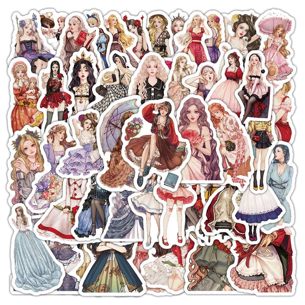 Conjunto de adesivos com tema Princess & Noble Lady, 50 unidades para artesanato DIY