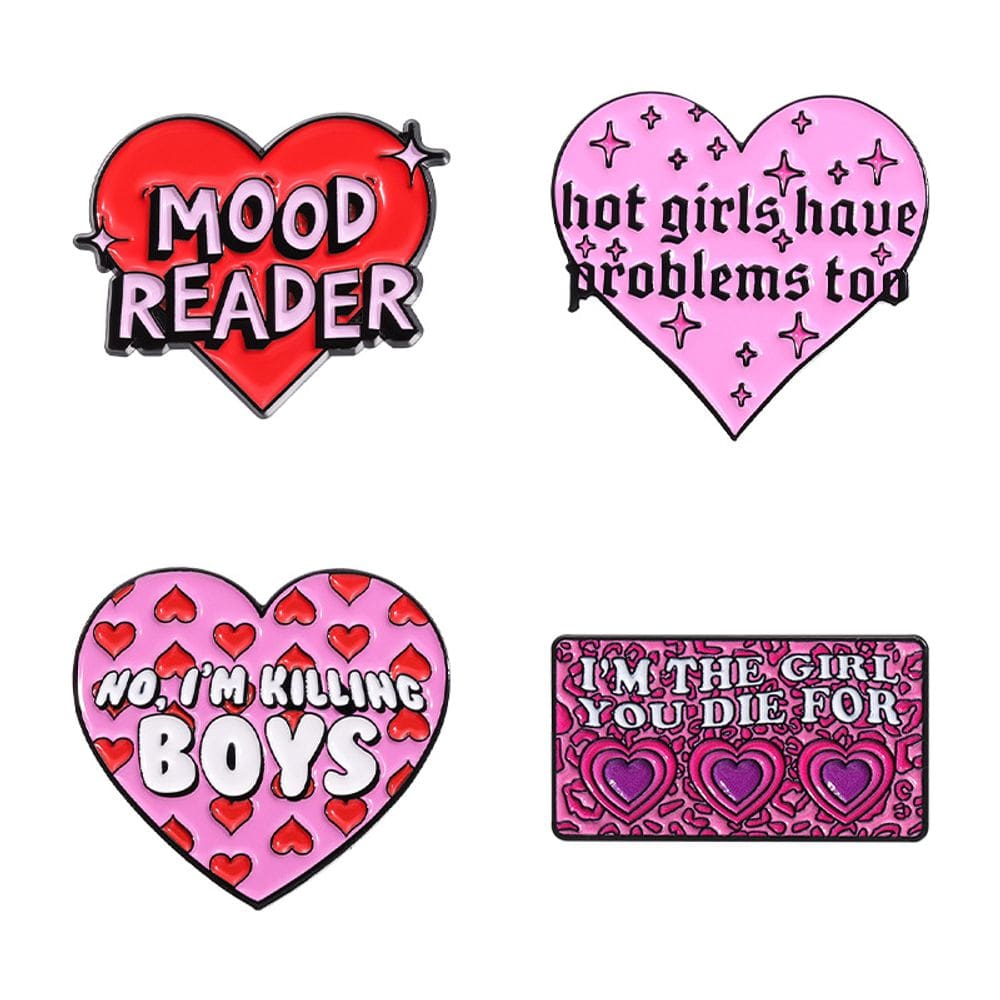 Conjunto de broches Alloy Enamel Punk Girl Quote para roupas