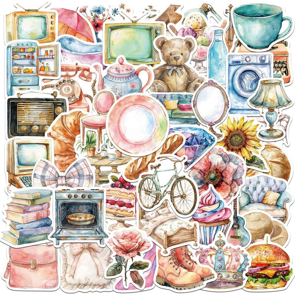 Pacote de adesivos Cow, 50 peças de desenhos animados e estilos de arte realistas