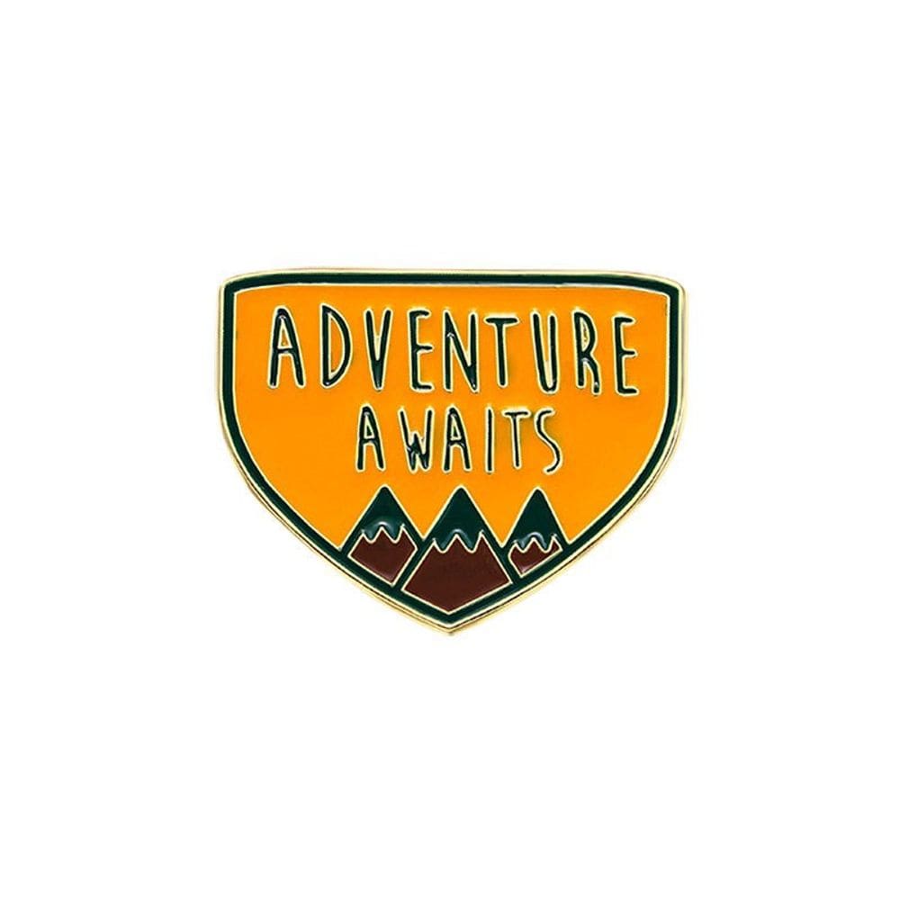 Brooch Pin Adventure Awaits Retro Mountain Alloy 3x2,3 cm