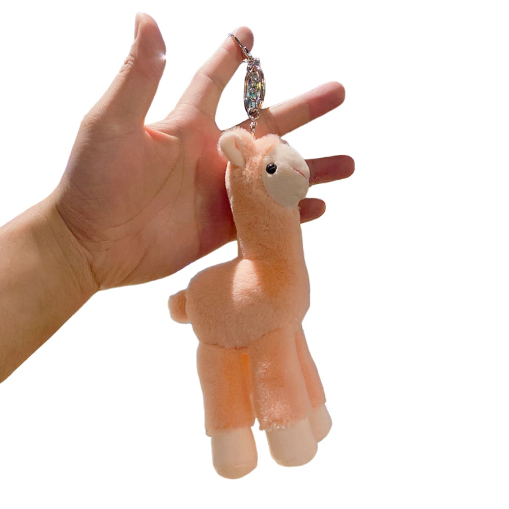 Chaveiro de lhama de pelúcia, lindo chaveiro de boneca de alpaca rosa macio