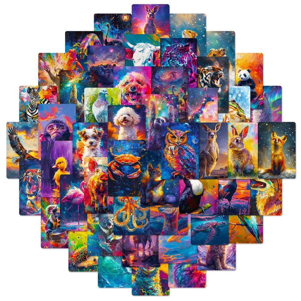 Pacote de adesivos Galaxy Animal, 50 unidades, pintura a óleo Colorful Fantasy