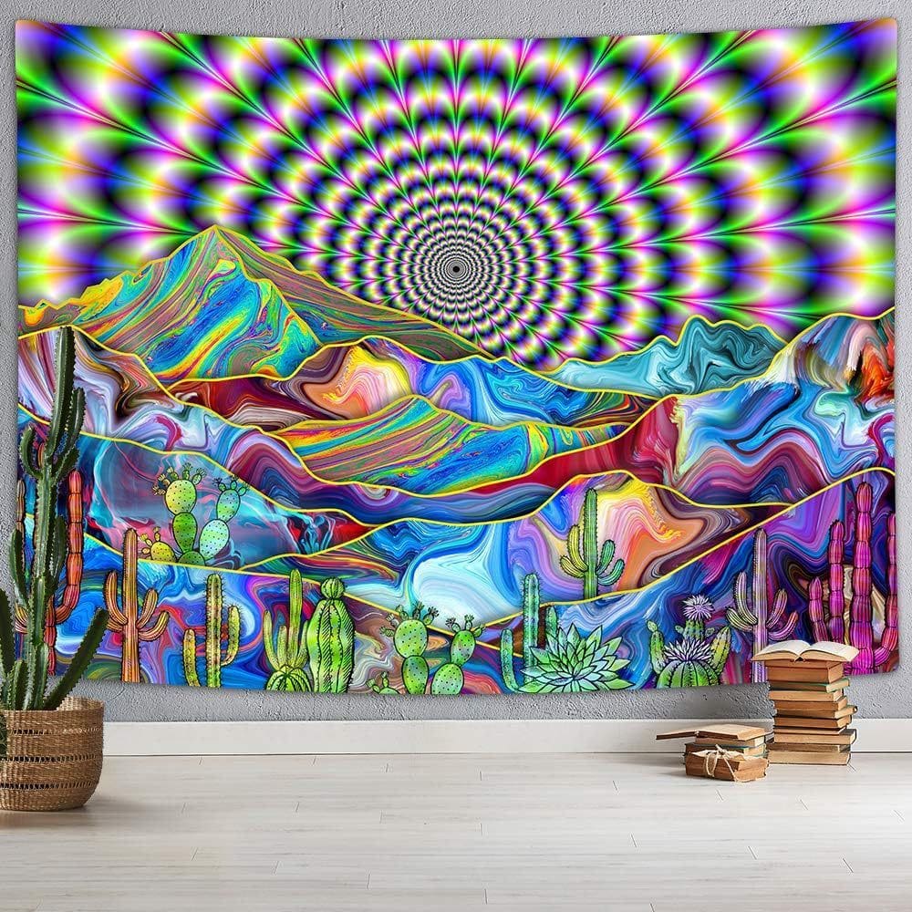Tapeçaria para pendurar na parede Trippy Mountain Psychedelic Desert 150x130cm