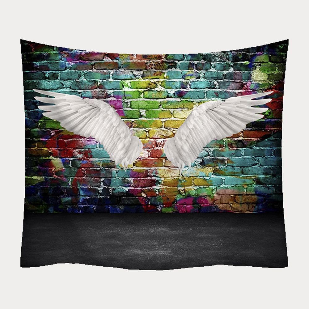 Tapeçaria pendurada na parede Angel Wings Graffiti Brick Wall 150x130cm