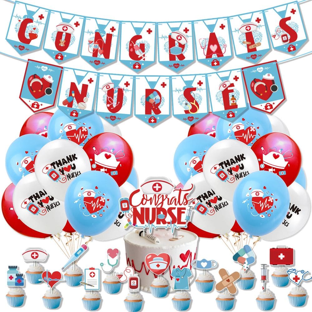 Kit de balões de festa, parabéns, enfermeira, com 37 unidades | Nurse Apprec