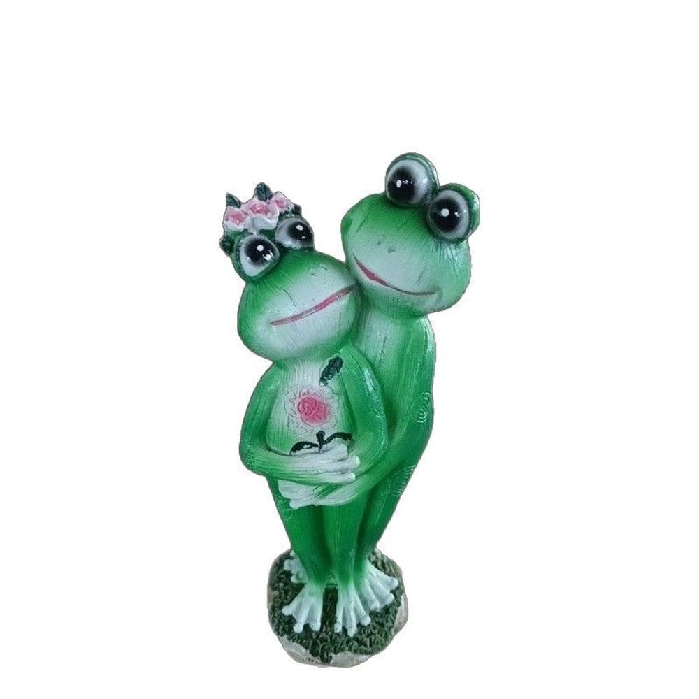 Estátua de decoração de jardim Frog Couple Resin 7,5 cm