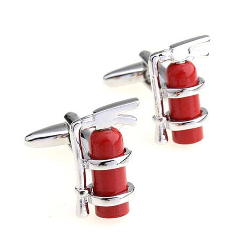 Design de extintor de incêndio vermelho Cuff Links em cobre