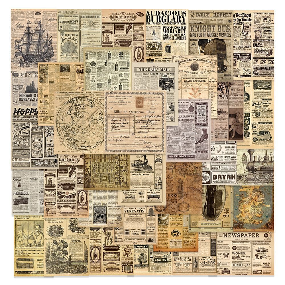 Adesivos de álbum de recortes, tema vintage, Broken Diary, 50 unidades