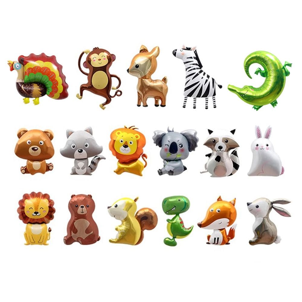 Conjunto de balões metalizados Jungle Animal, 17 unidades para festa infantil