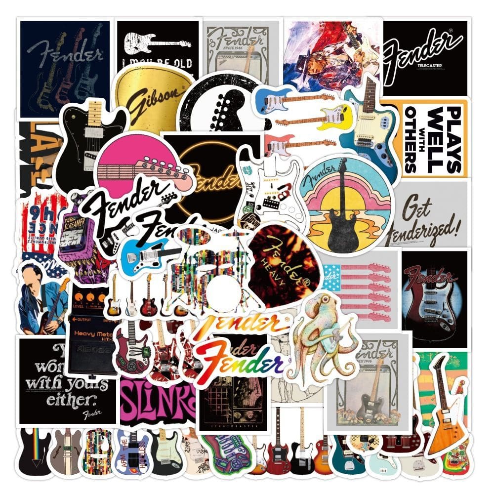 Adesivos: violino, desenho animado, instrumento musical, decalques de vinil x50