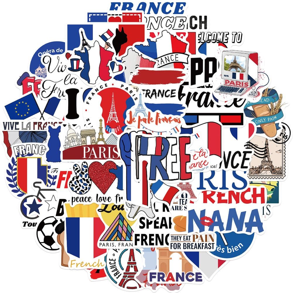 Adesivos França Paris French Culture Vinil impermeável x50