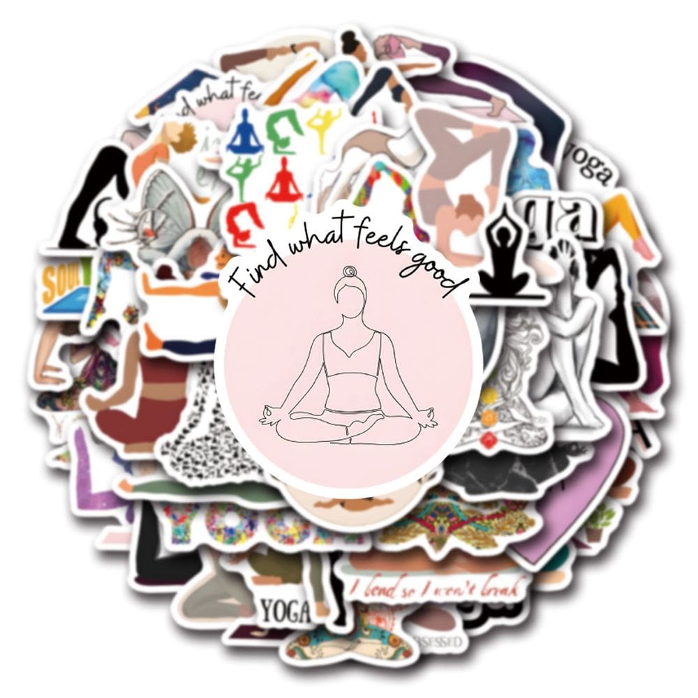 Pacote de adesivos Yoga, 55 peças de decalques de vinil impermeáveis para água