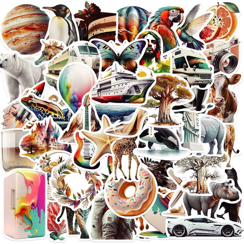 Adesivos Cartoon Doodle, 50 unidades, divertidos, estilo INS, impermeáveis
