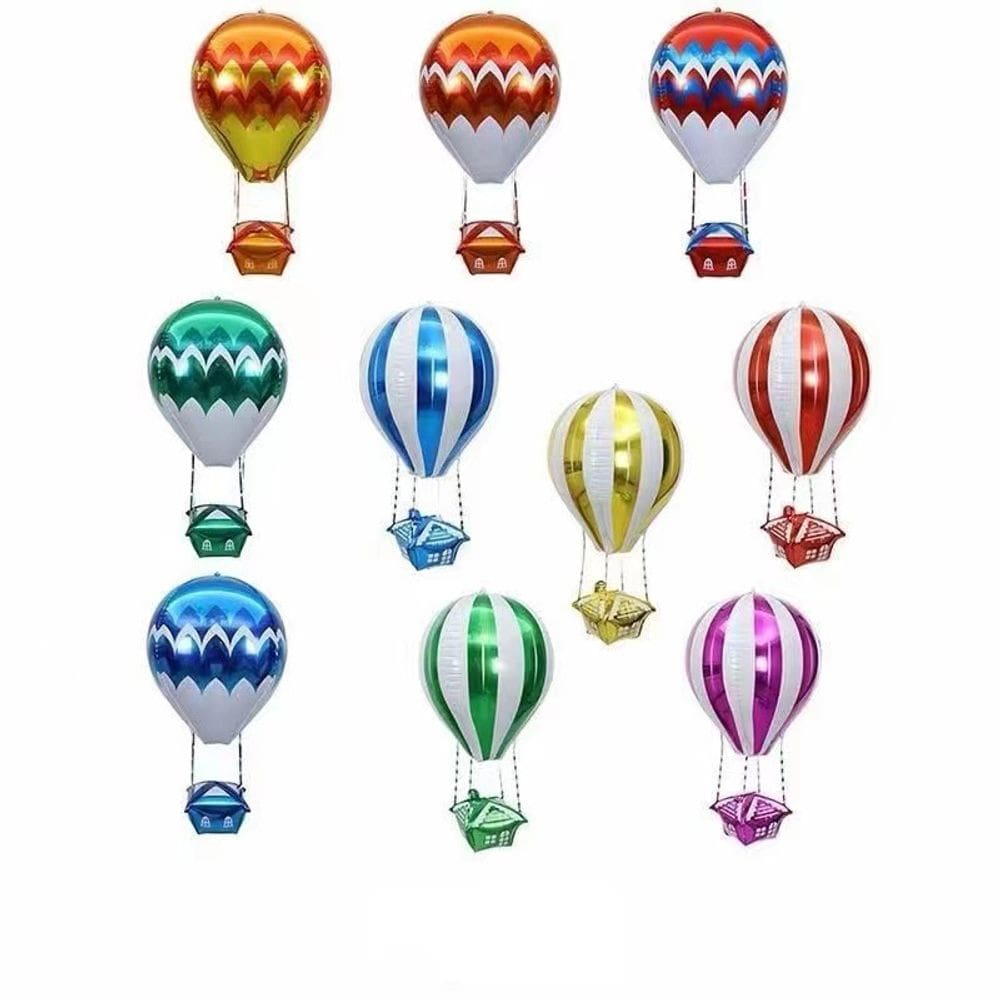 Conjunto de balões metalizados em forma de balão de ar quente, 10 unidades coloridas