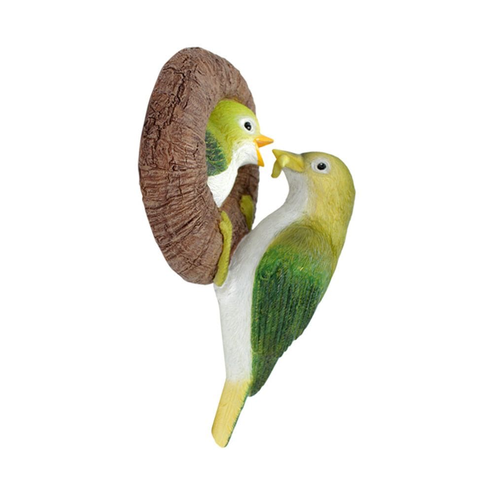 Escultura de pássaro em resina, decoração de jardim, tronco de árvore realista