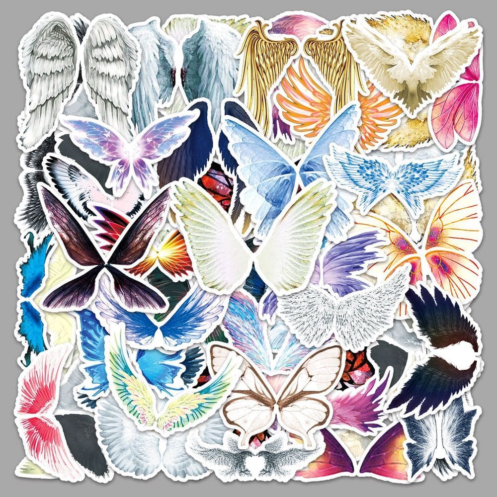 Pacote de adesivos: 50 peças Wings Angel Fairy Butterfly Waterproof