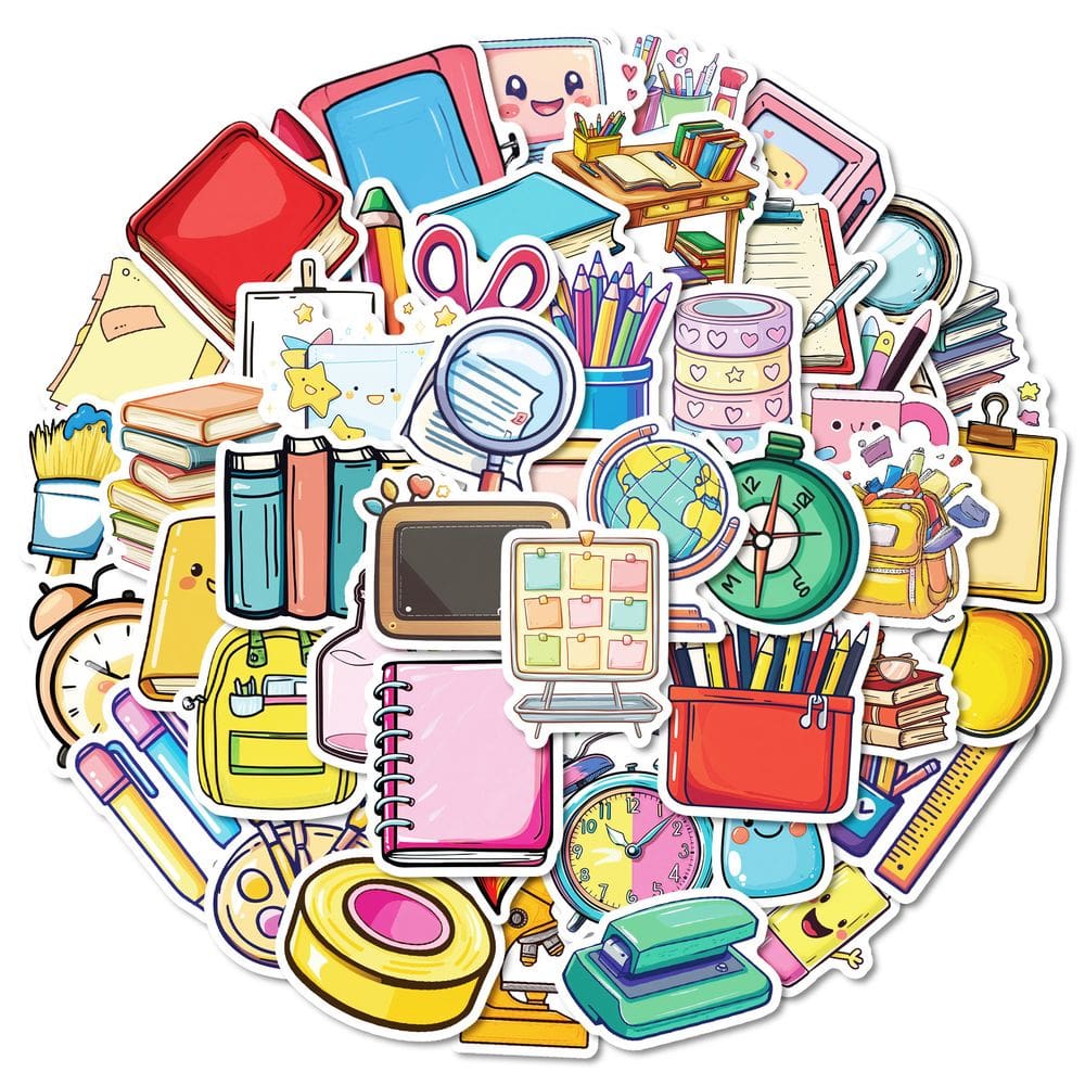 Pacote de adesivos para leitura de 50 unidades, vinil impermeável, tema de livro