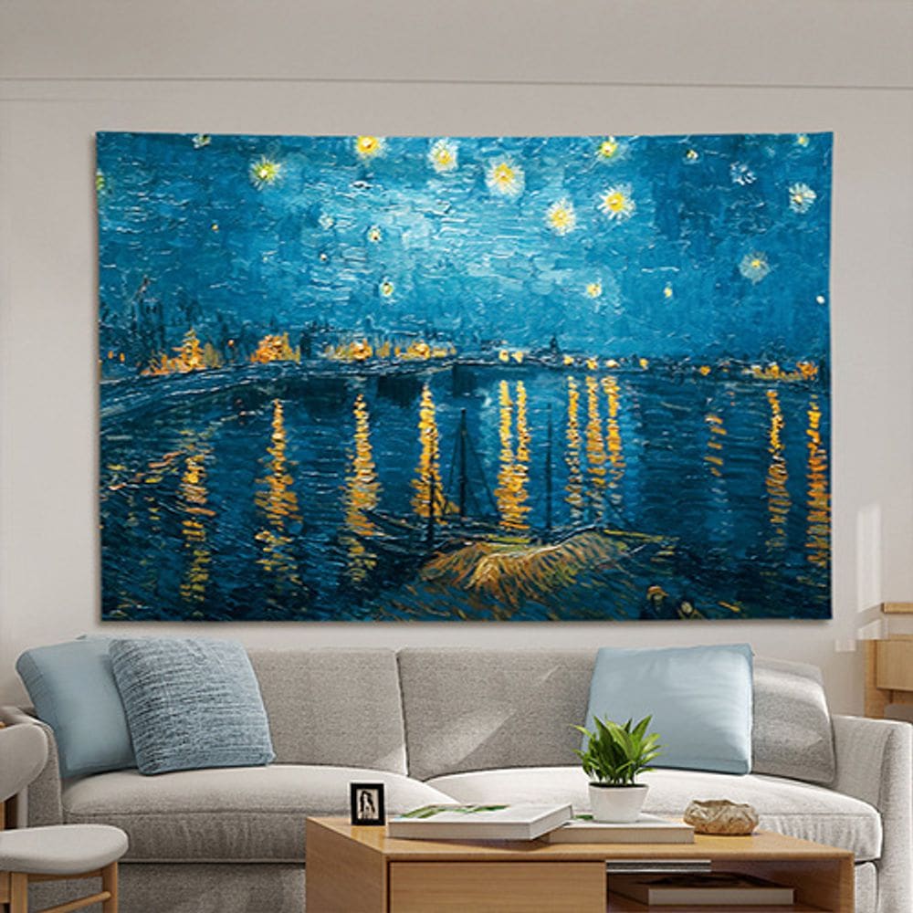 Tapeçaria para pendurar na parede Starry Night River 150 cm x 130 cm