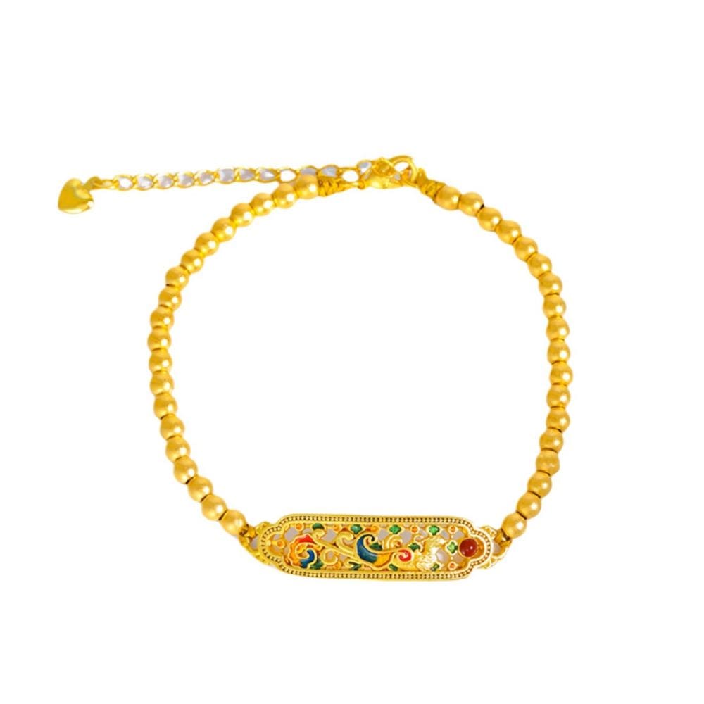 Pulseira Phoenix banhada a ouro para mulheres, esmalte azul queimado