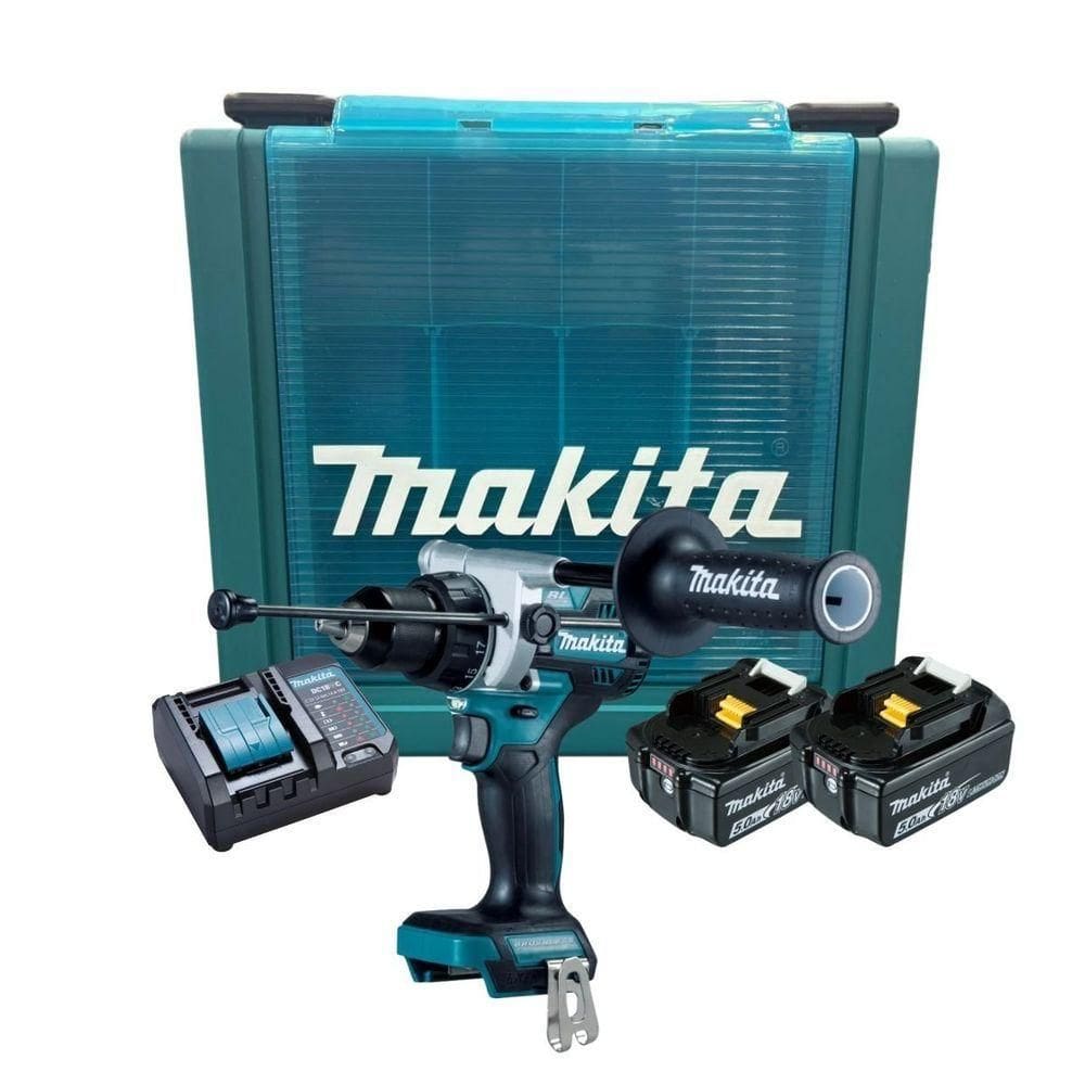 Kit Parafusadeira De Impacto 1-2 Dhp486z+ 2 Baterias 18v 5ah + Carregador Dc18wc + Maleta Makita