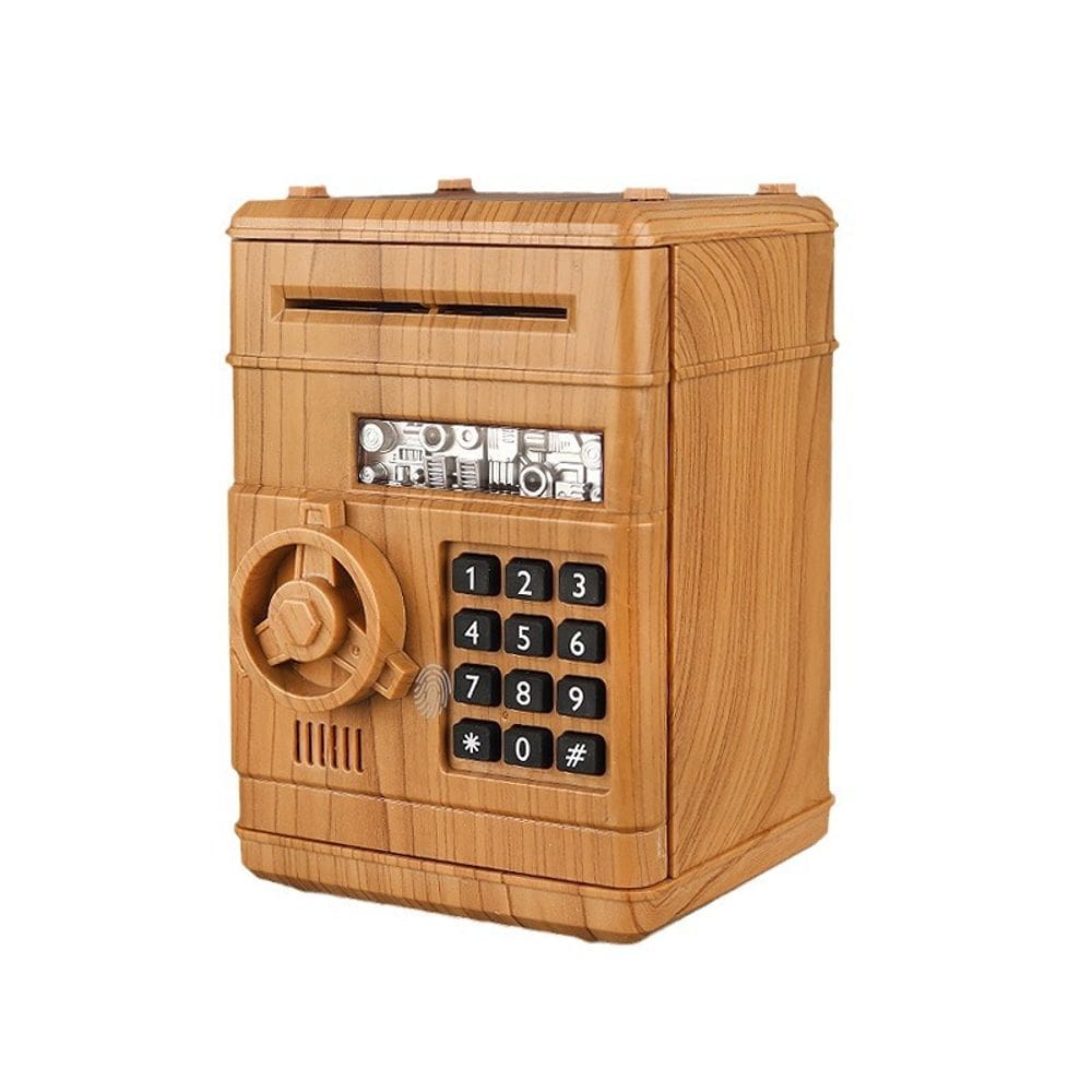 Coin Bank Creative Wooden Design Home Cofrinho para crianças