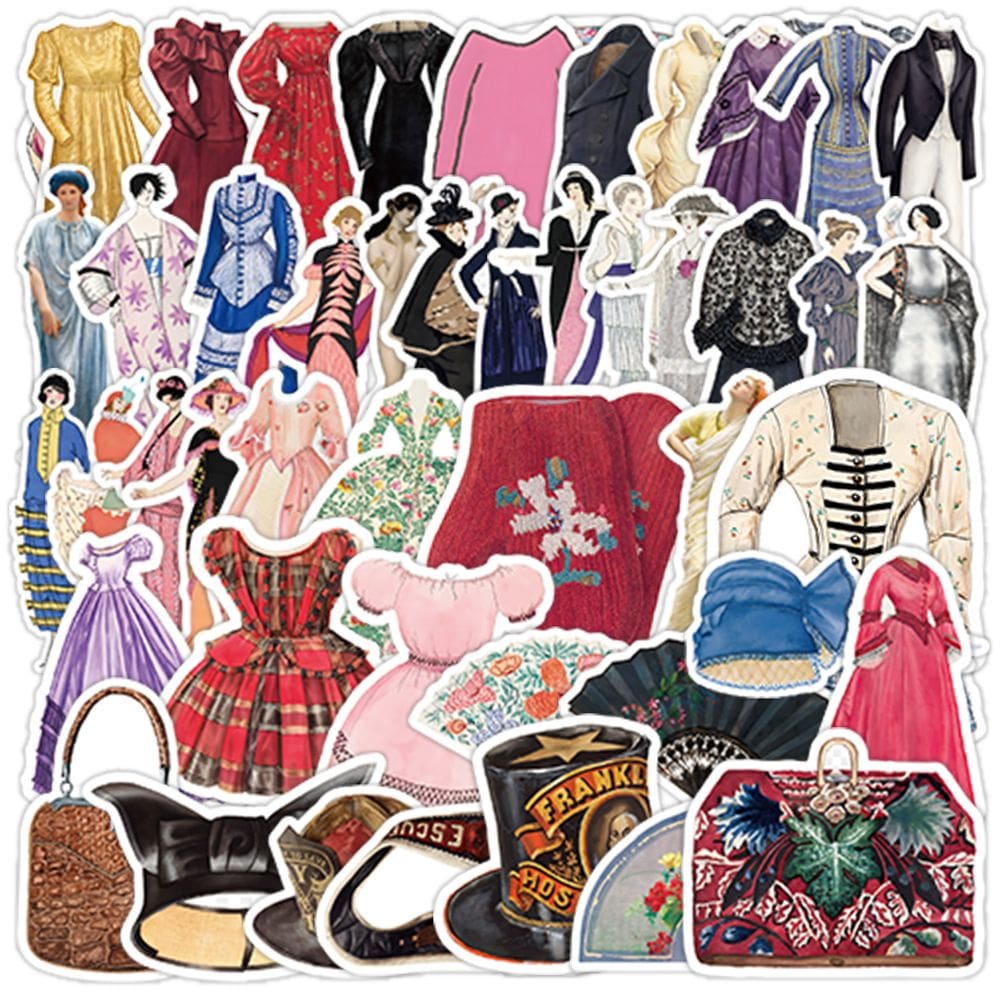 Pacote de adesivos European Vintage Fashion, 50 unidades à prova d`água