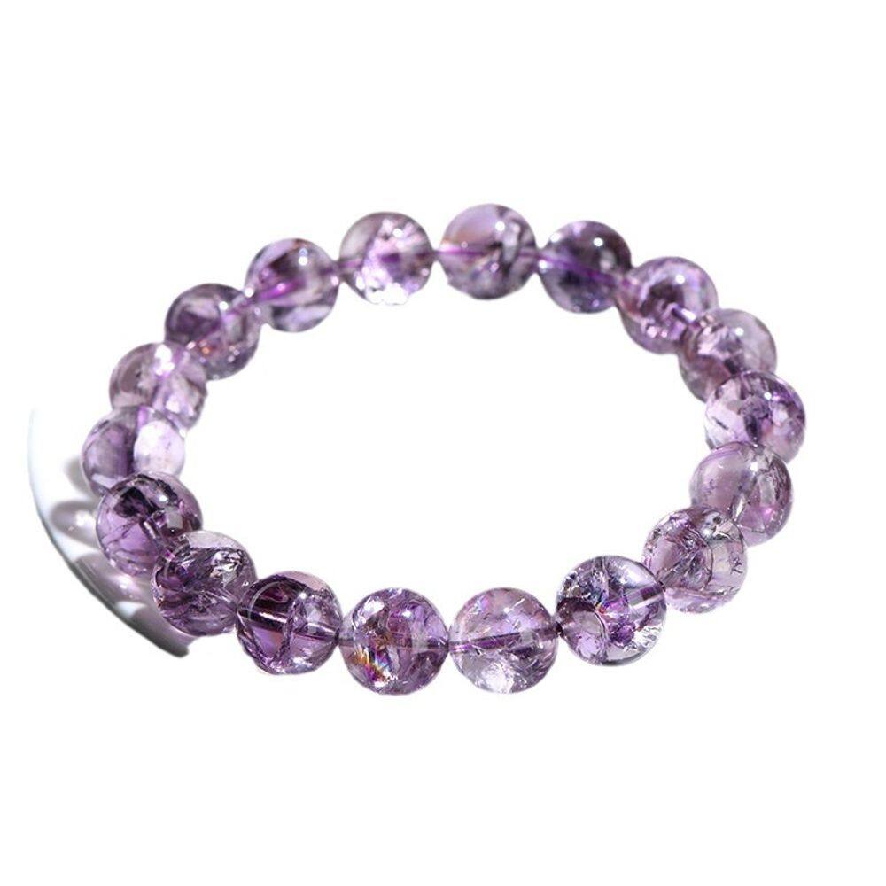 Pulseira roxa natural Assai Crystal 8-9 mm 23 miçangas para mulher