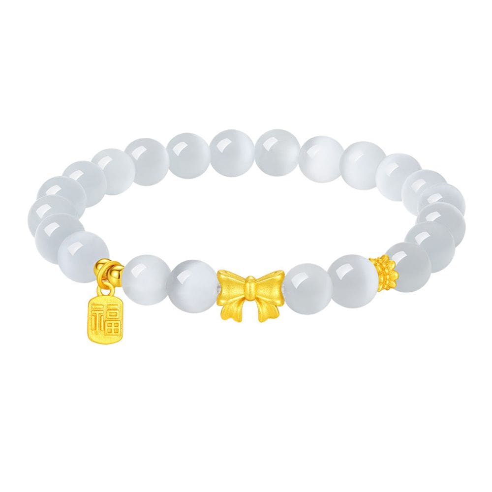 Pulseira branca com miçangas em prata 925 para mulheres