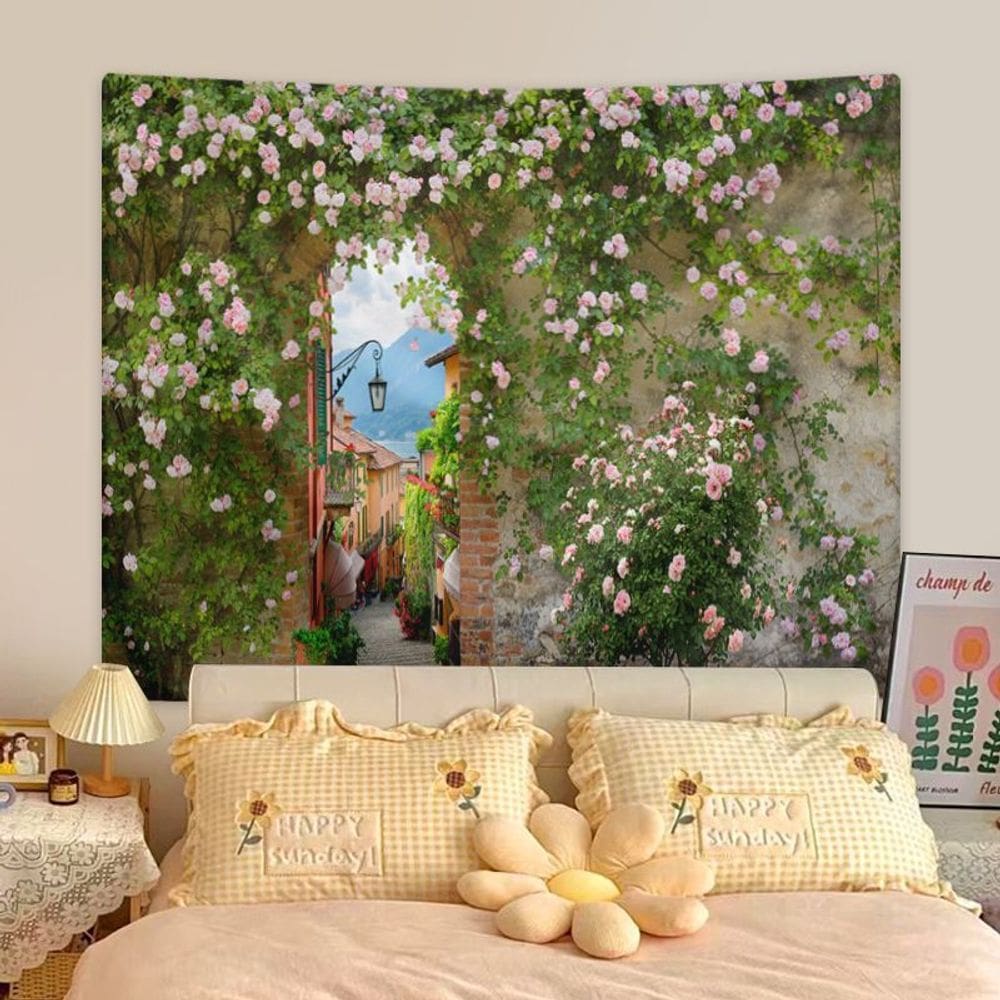 Tapeçaria para pendurar na parede Romantic Rose Garden 150 cm x 130 cm