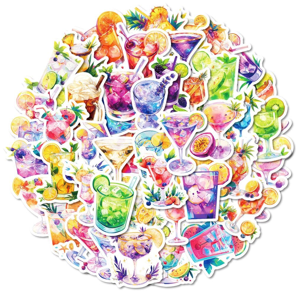 Conjunto de adesivos, decalques de vinil impermeáveis, 50 unidades para coquetel