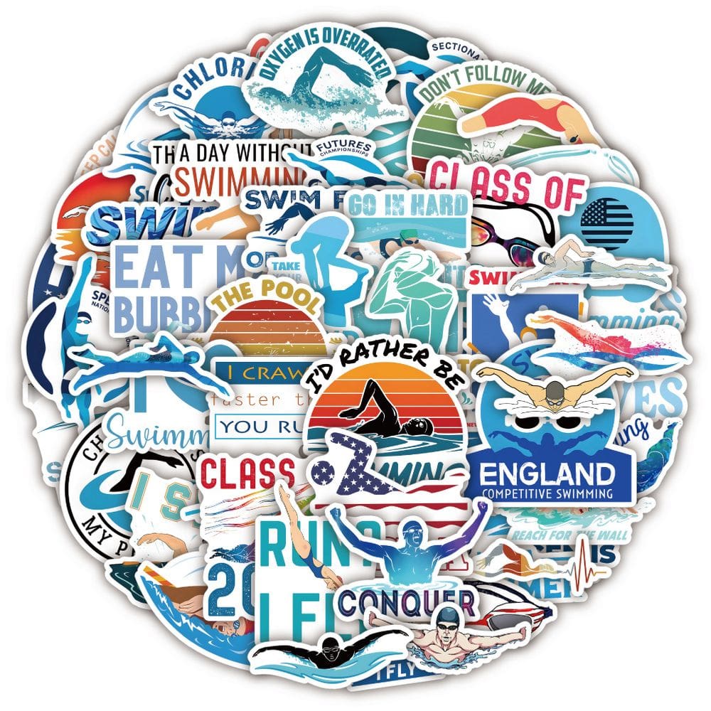 Adesivos Swimming Creative Cartoon Sports Decalques x50