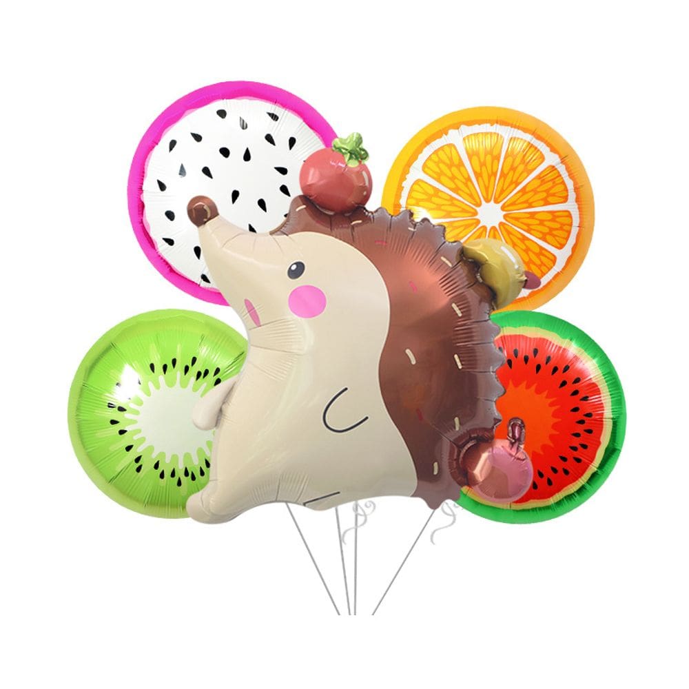 Conjunto de balões de ouriço e papel alumínio de frutas, 5 peças para decoração de festa