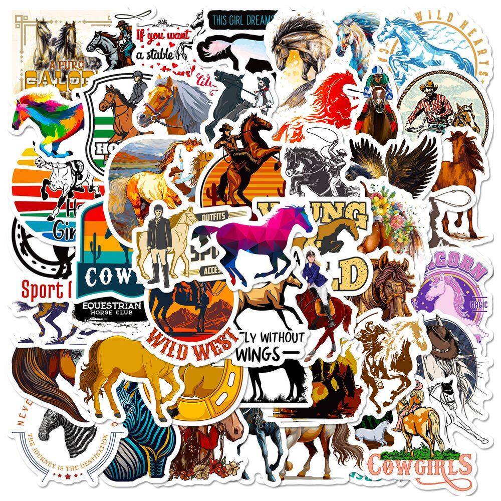 Adesivos Western Horse Cowboy Equestrian Vinil Decalque x50