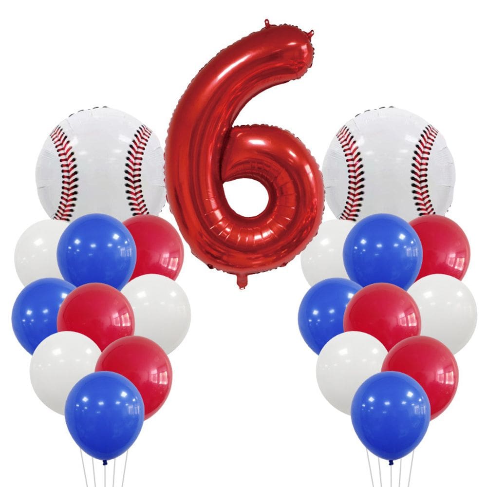 Conjunto de balões com tema de beisebol, 6º aniversário, 22 unidades