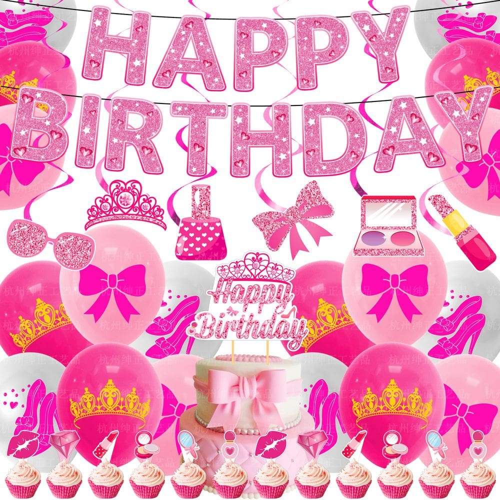 Conjunto de decoração de festa Barbie Cosmetics Theme 44 unidades