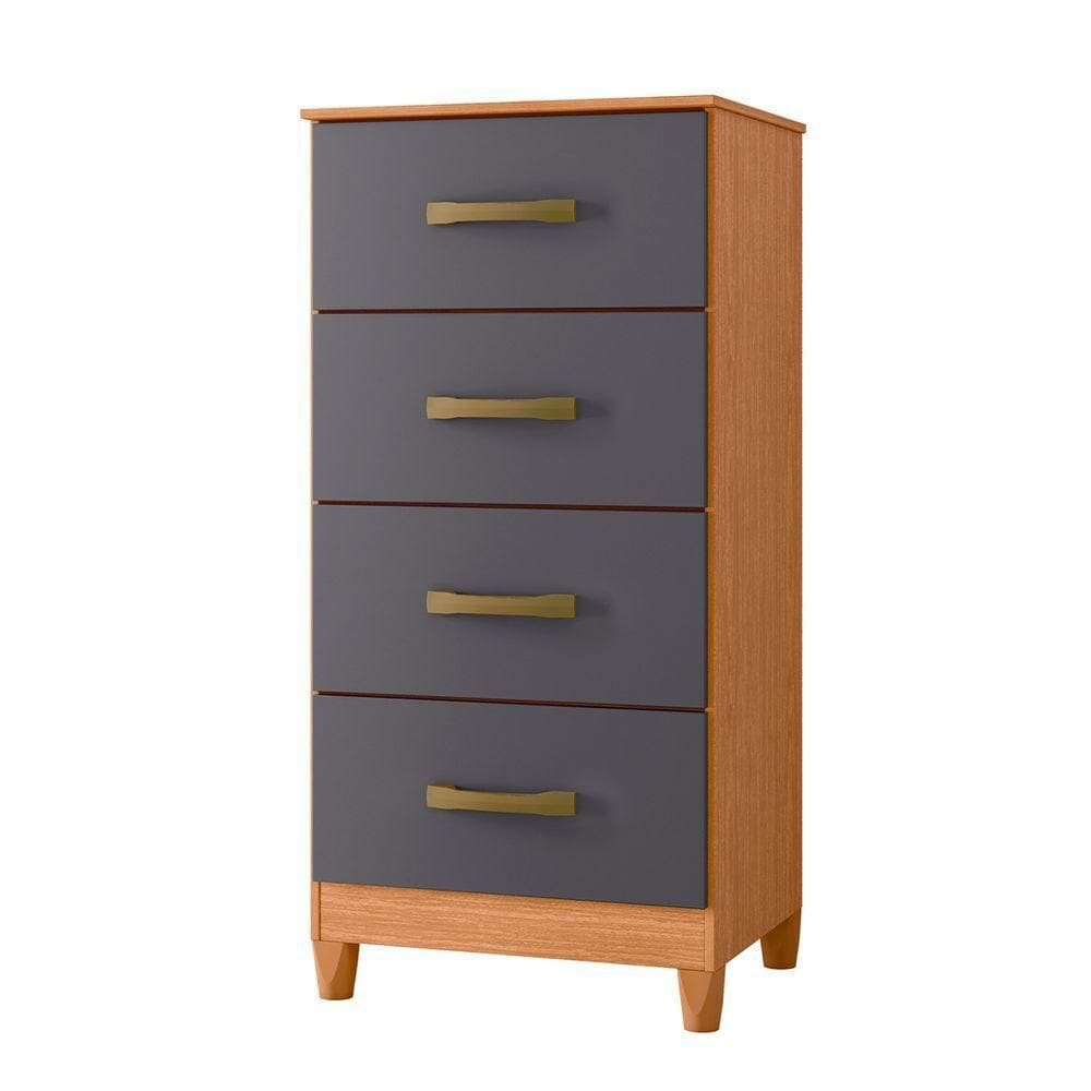 Comoda Mobi 4 Gavetas Freijo Com Titanium - Albatroz