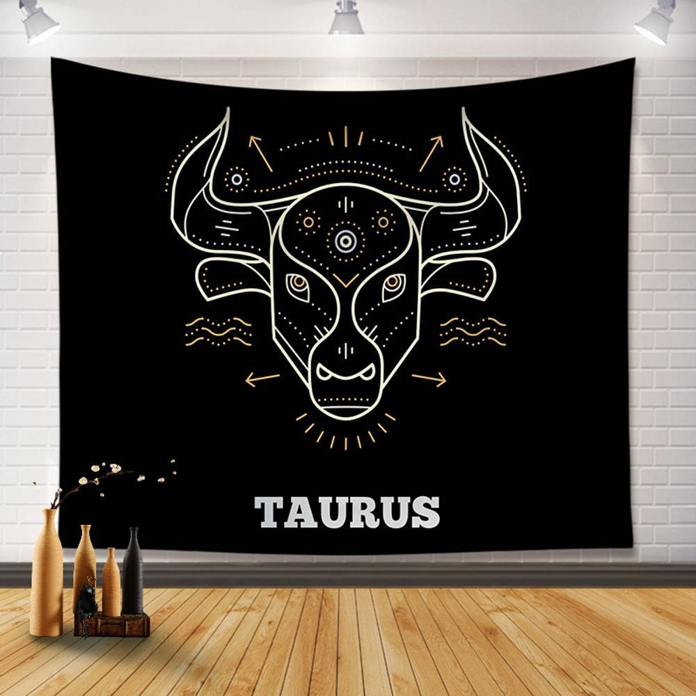 Tapeçaria para pendurar na parede Taurus Zodiac Abstract Bull Design