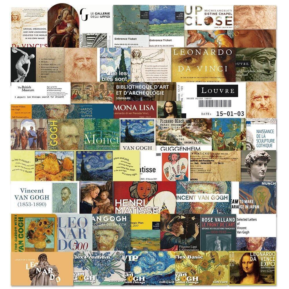Pacote de adesivos Art Exhibition, 50 unidades de ingresso de museu vintage