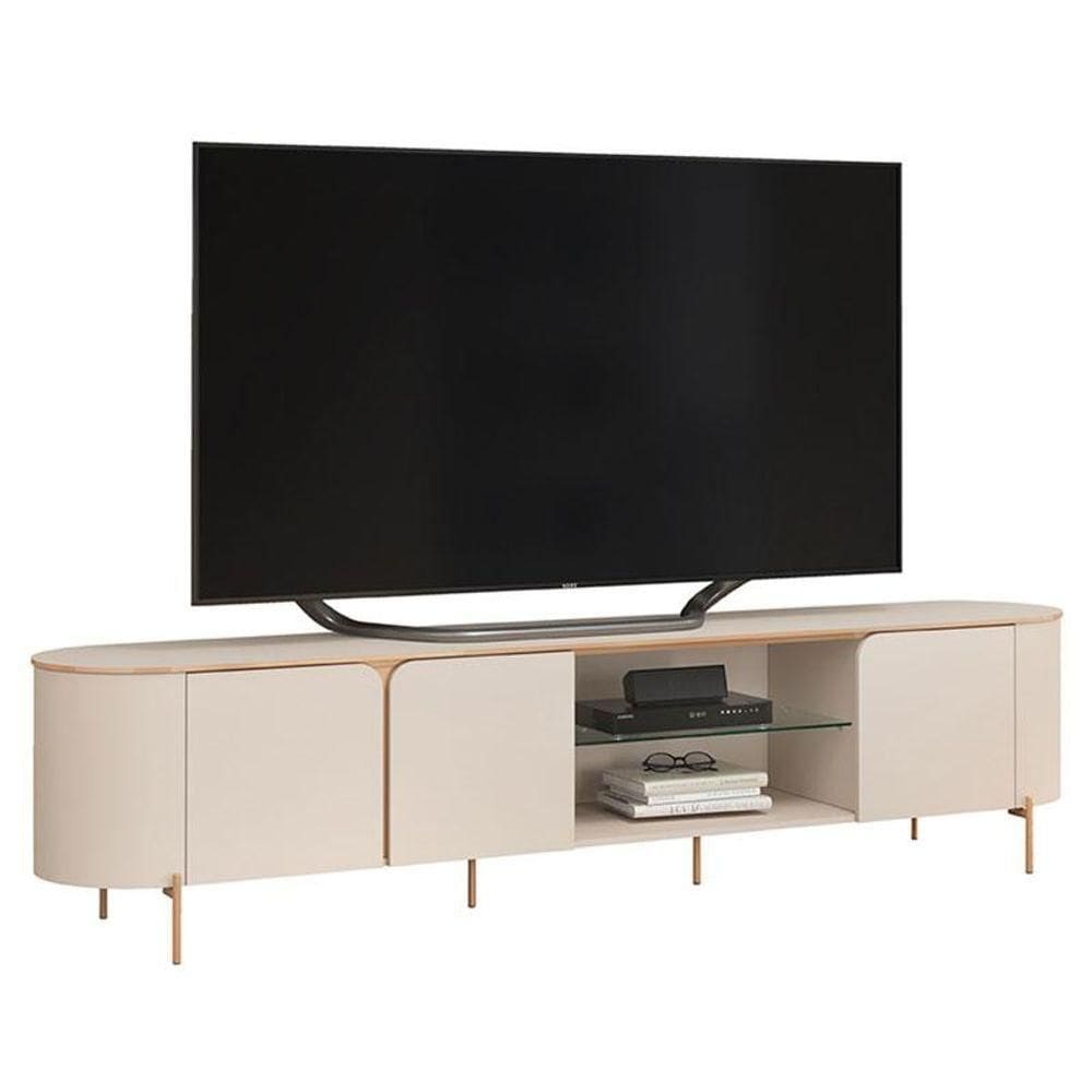 Rack Bancada Para Sala Ariana Off White - Dj Móveis