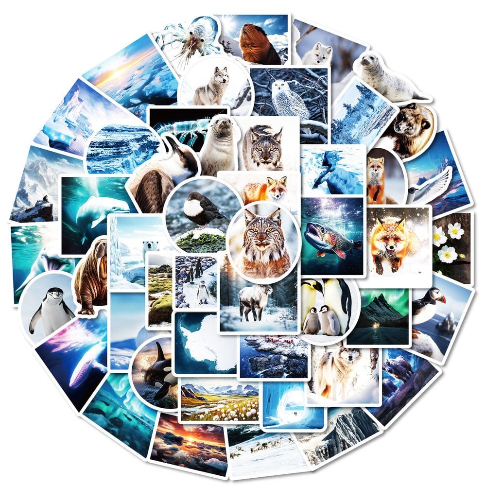 Pacote de adesivos Arctic Antarctic Animal Waterproof Vinil 50 unidades
